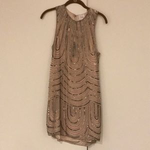 Parker Blush and Silver Sequin Dress XS